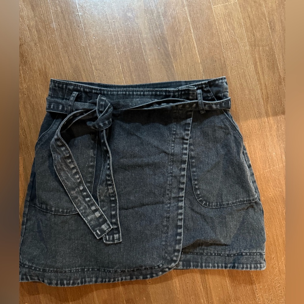 SHEIN Black Denim Wrap Skirt